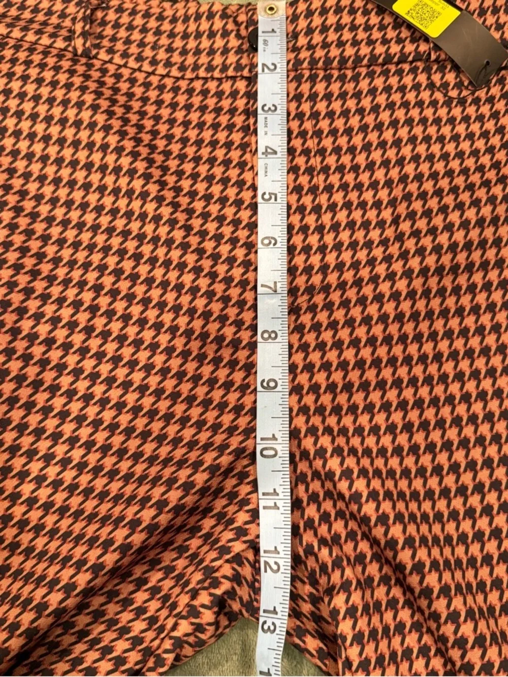 Lars Amadeus Houndstooth Pants Women Size 32 Orange Black NWT